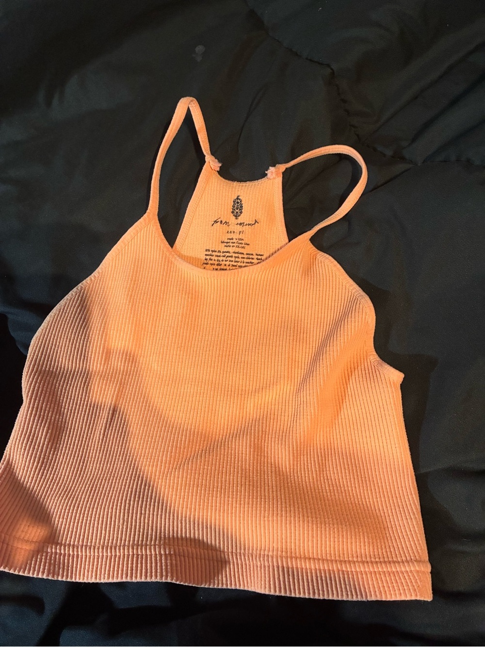 Free People Peach Ribbed Cropped Tank
